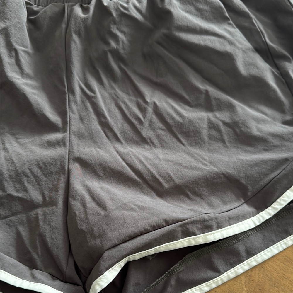 Gray Athletic Shorts with White Trim